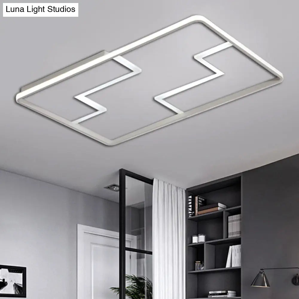 Acrylic Block Led Flush Ceiling Light Fixture - Simplicity Design 19/23/27.5 Wide White/Black