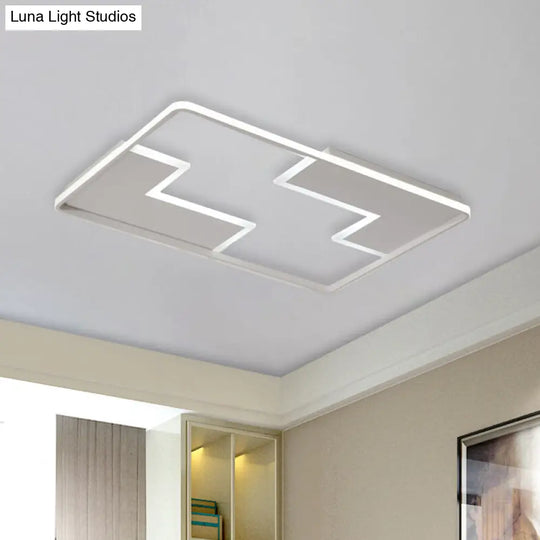 Acrylic Block Led Flush Ceiling Light Fixture - Simplicity Design 19/23/27.5 Wide White/Black