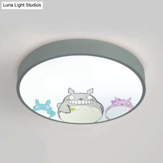 Acrylic Cartoon Flush Mount Ceiling Light For Kids Bedroom Green / Third Gear Cat