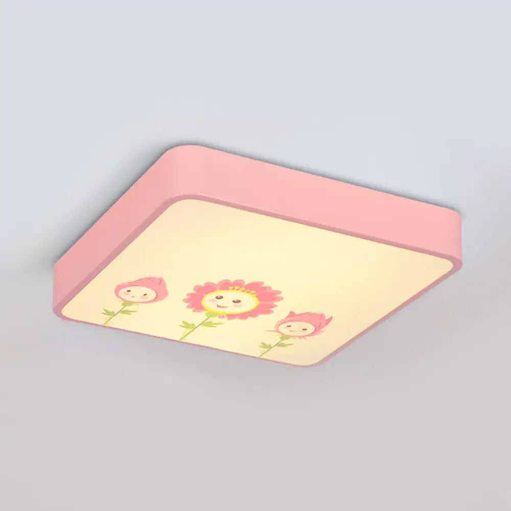 Acrylic Cartoon Flush Mount Ceiling Light For Kid’s Bedroom Pink / White Flower