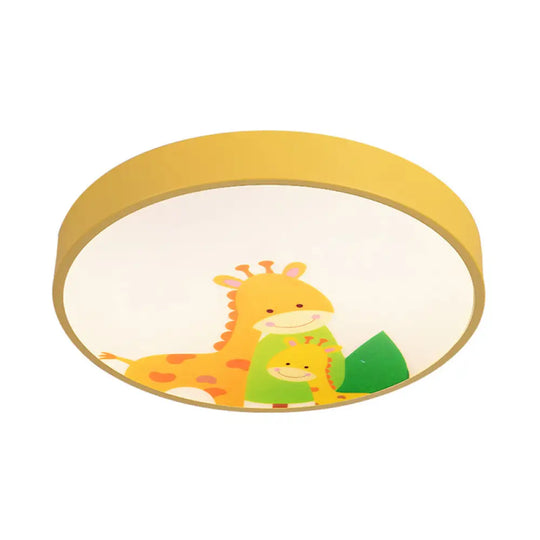 Acrylic Cartoon Flush Mount Ceiling Light For Kid’s Bedroom Yellow / White Giraffe