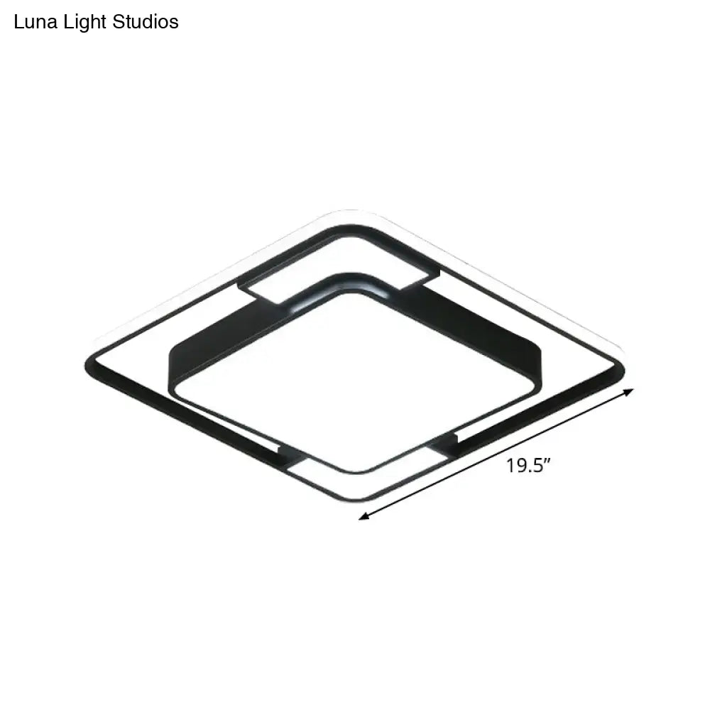 Acrylic Ceiling Flush Led Mount Light In Nordic Black - Square/Round/Rectangle Design White/3 Color