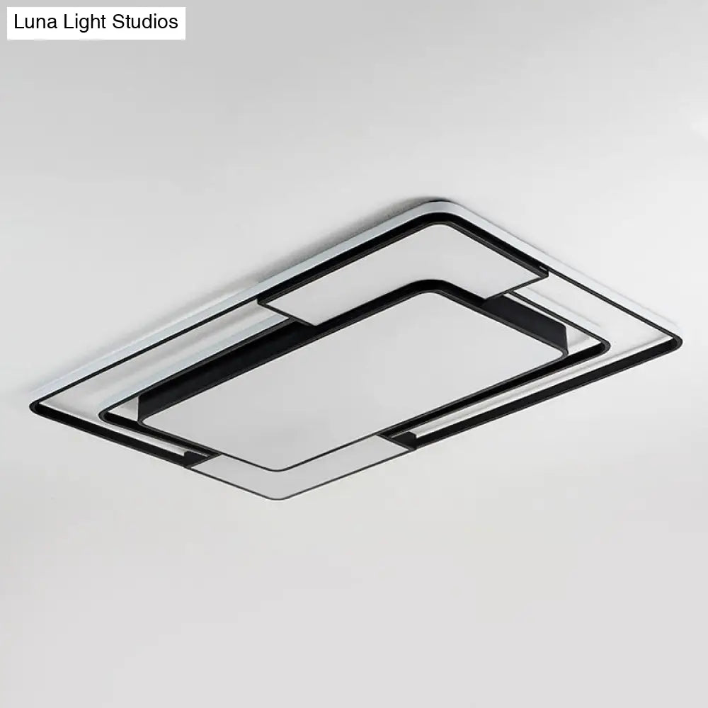 Acrylic Ceiling Flush Led Mount Light In Nordic Black - Square/Round/Rectangle Design White/3 Color