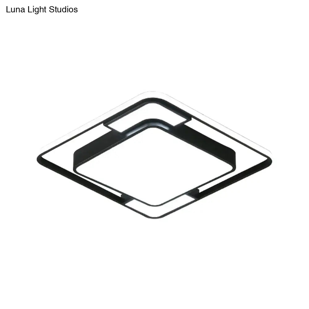 Acrylic Ceiling Flush Led Mount Light In Nordic Black - Square/Round/Rectangle Design White/3 Color