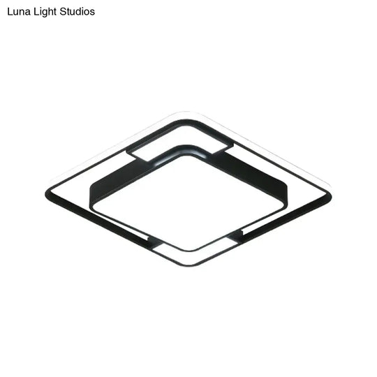 Acrylic Ceiling Flush Led Mount Light In Nordic Black - Square/Round/Rectangle Design White/3 Color