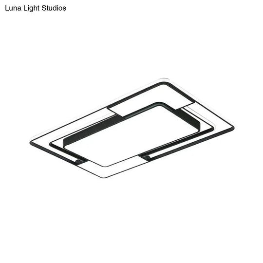 Acrylic Ceiling Flush Led Mount Light In Nordic Black - Square/Round/Rectangle Design White/3 Color