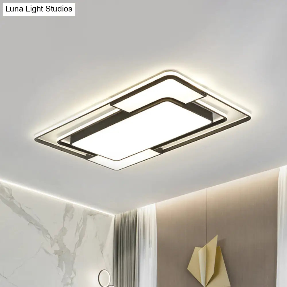 Acrylic Ceiling Flush Led Mount Light In Nordic Black - Square/Round/Rectangle Design White/3 Color