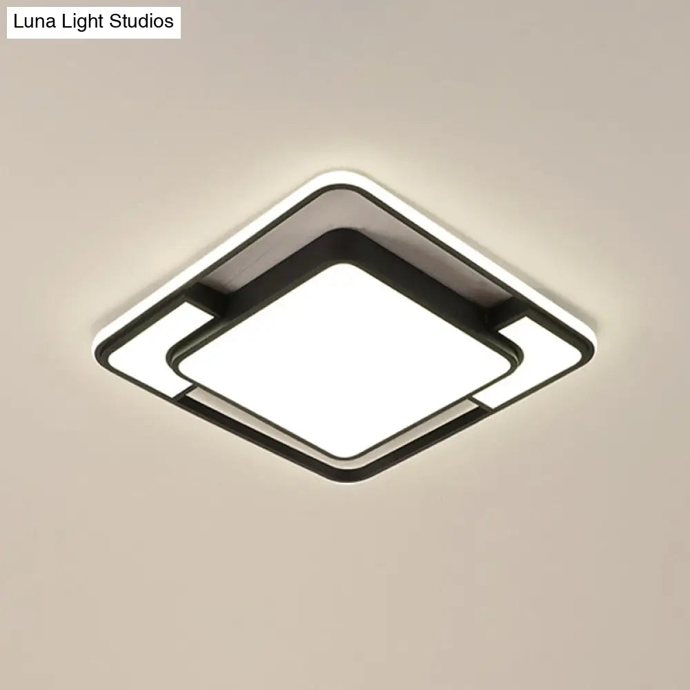 Acrylic Ceiling Flush Led Mount Light In Nordic Black - Square/Round/Rectangle Design White/3 Color