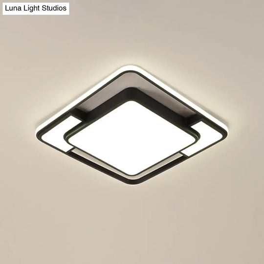 Acrylic Ceiling Flush Led Mount Light In Nordic Black - Square/Round/Rectangle Design White/3 Color