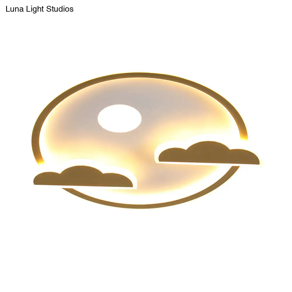 Acrylic Cloud And Moon Nordic Led Gold Ceiling Light With White/Warm Glow