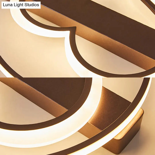 Acrylic Flush Led Ceiling Lamp - Heart Design Simple Style White/Coffee Variants 16/19.5 Wide