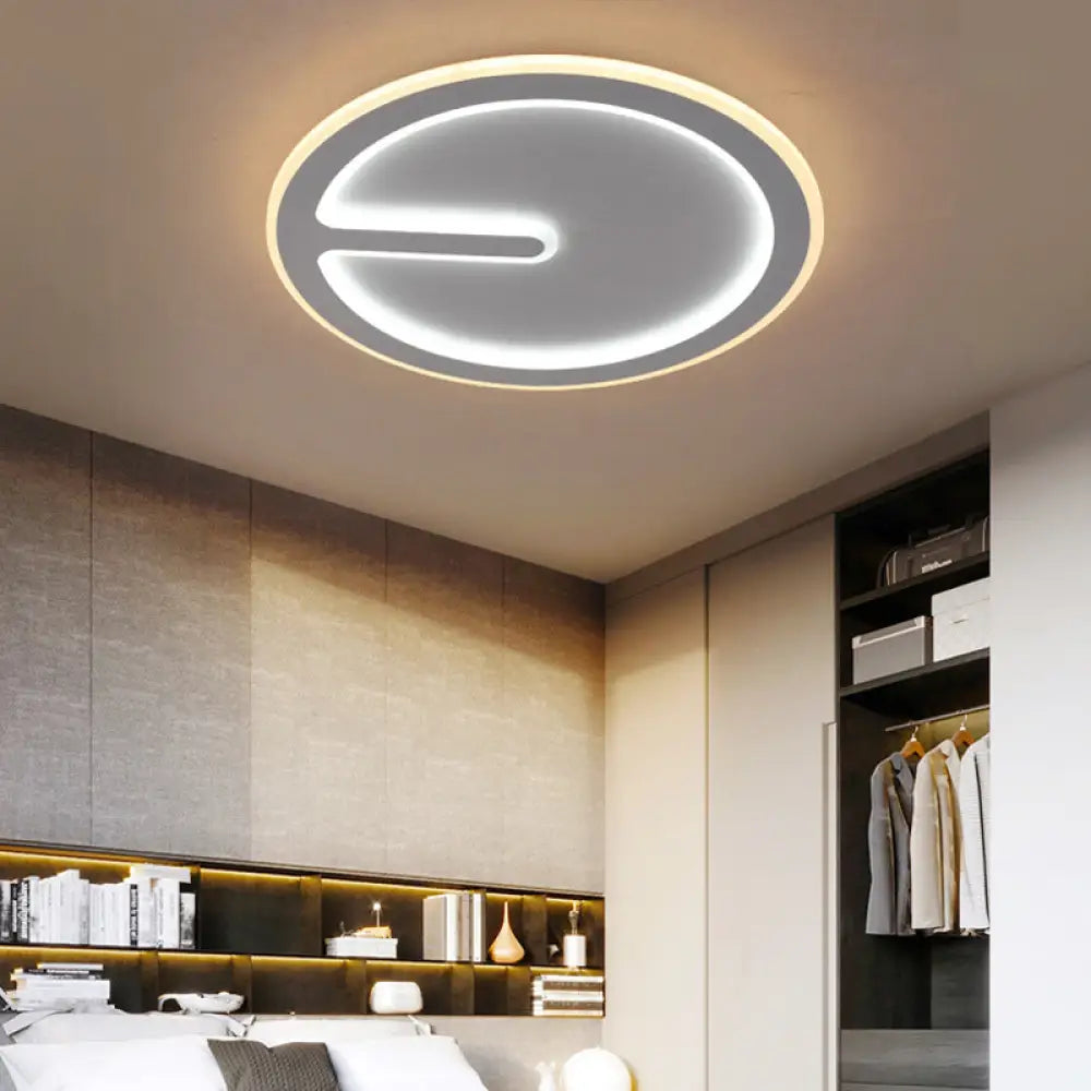 Acrylic Flush - Mount Led Clock Ceiling Light For Bedroom - Simplicity White With Warm/White / 16’