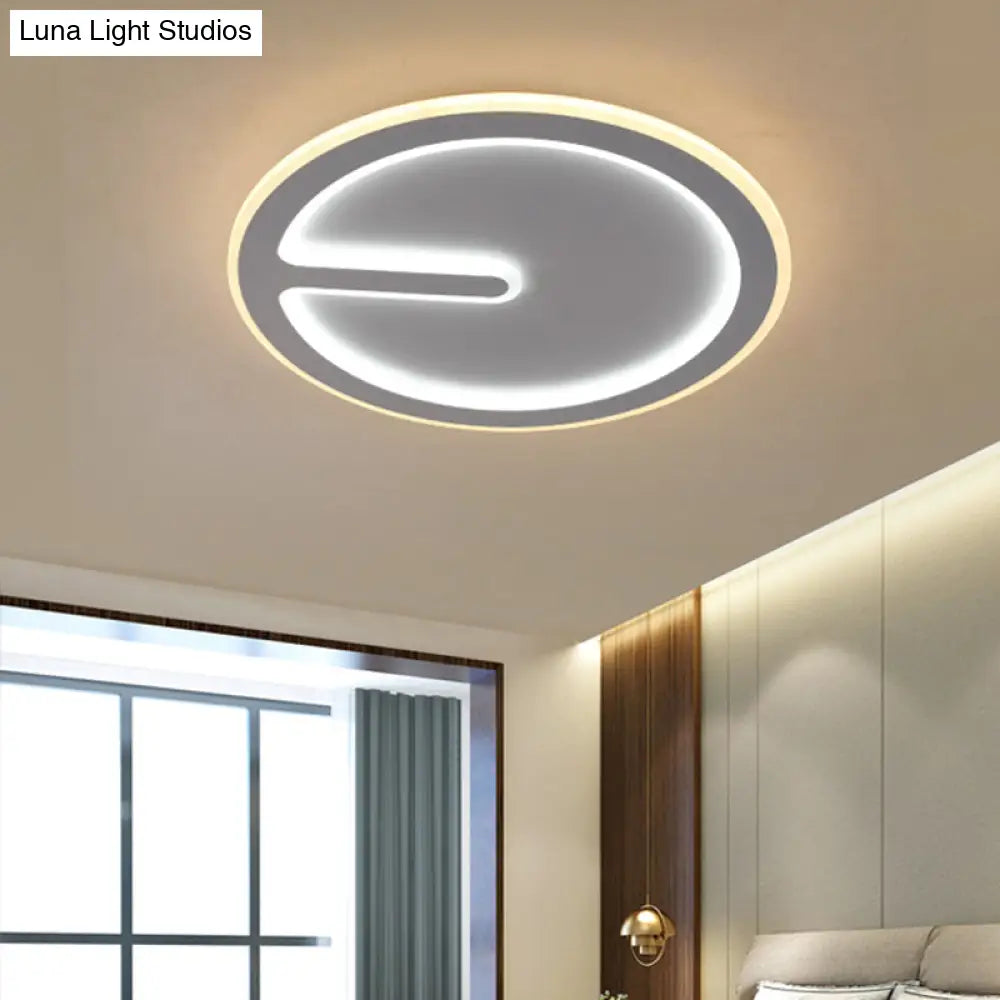 Acrylic Flush-Mount Led Clock Ceiling Light For Bedroom - Simplicity White With Warm/White