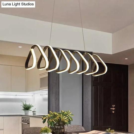 Modern Led Acrylic Hanging Lamp Kit: Triangle/Trapezoid Design In Black With Warm/White/Natural