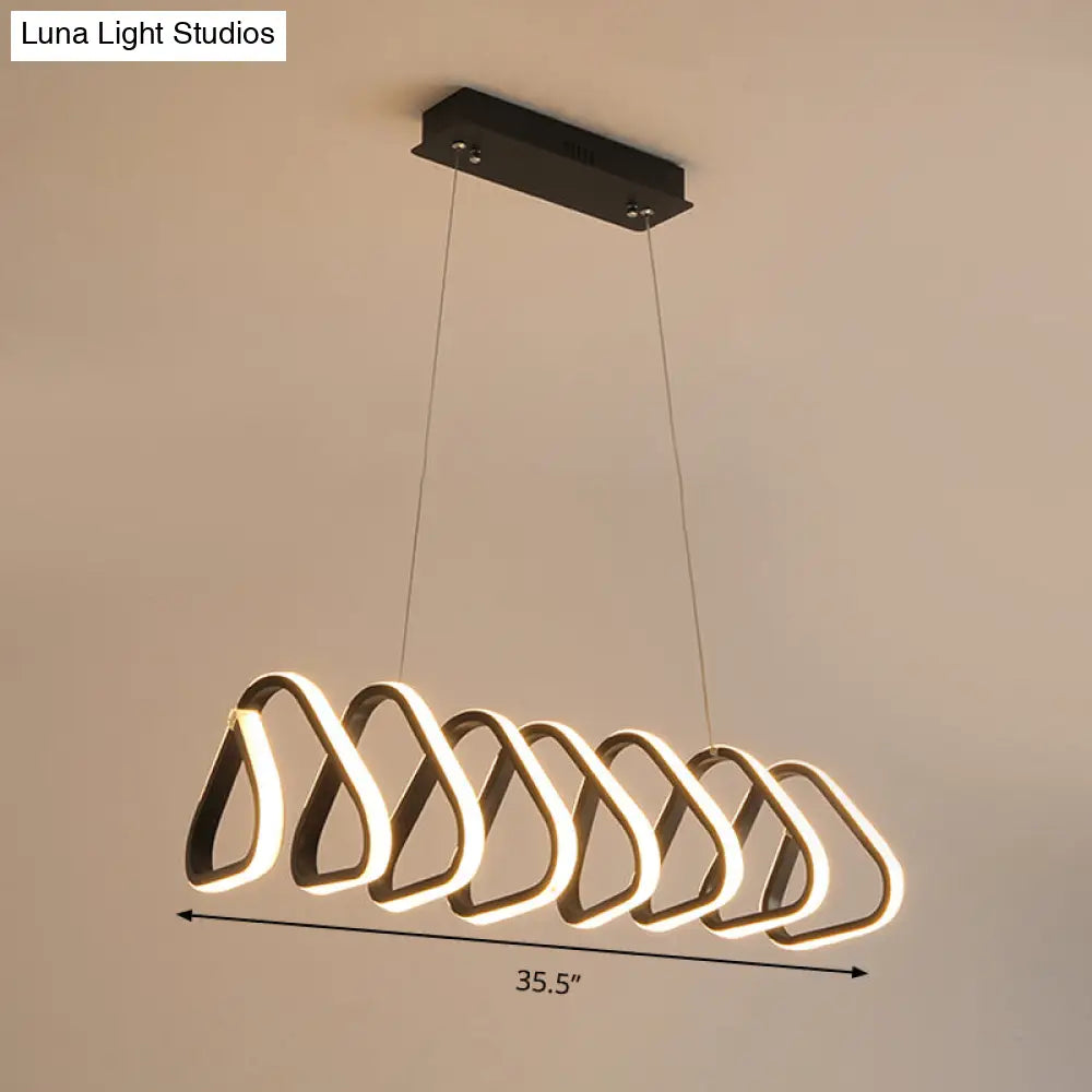 Modern Led Acrylic Hanging Lamp Kit: Triangle/Trapezoid Design In Black With Warm/White/Natural