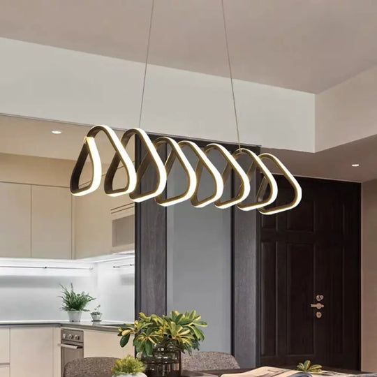 Acrylic Hanging Lamp Kit - Led Black Chandelier In Warm White Natural Light / Triangle