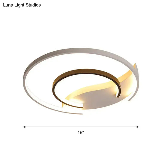 Acrylic Hoop Ceiling Lamp With Led Flush Mount - 16’/19.5’ Simplicity Black-White Design In