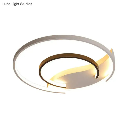 Acrylic Hoop Ceiling Lamp With Led Flush Mount - 16’/19.5’ Simplicity Black-White Design In