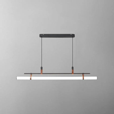 Acrylic Island Pendant Light: Sleek Pole Design With Led: Perfect For Dining Room Black / 35.5