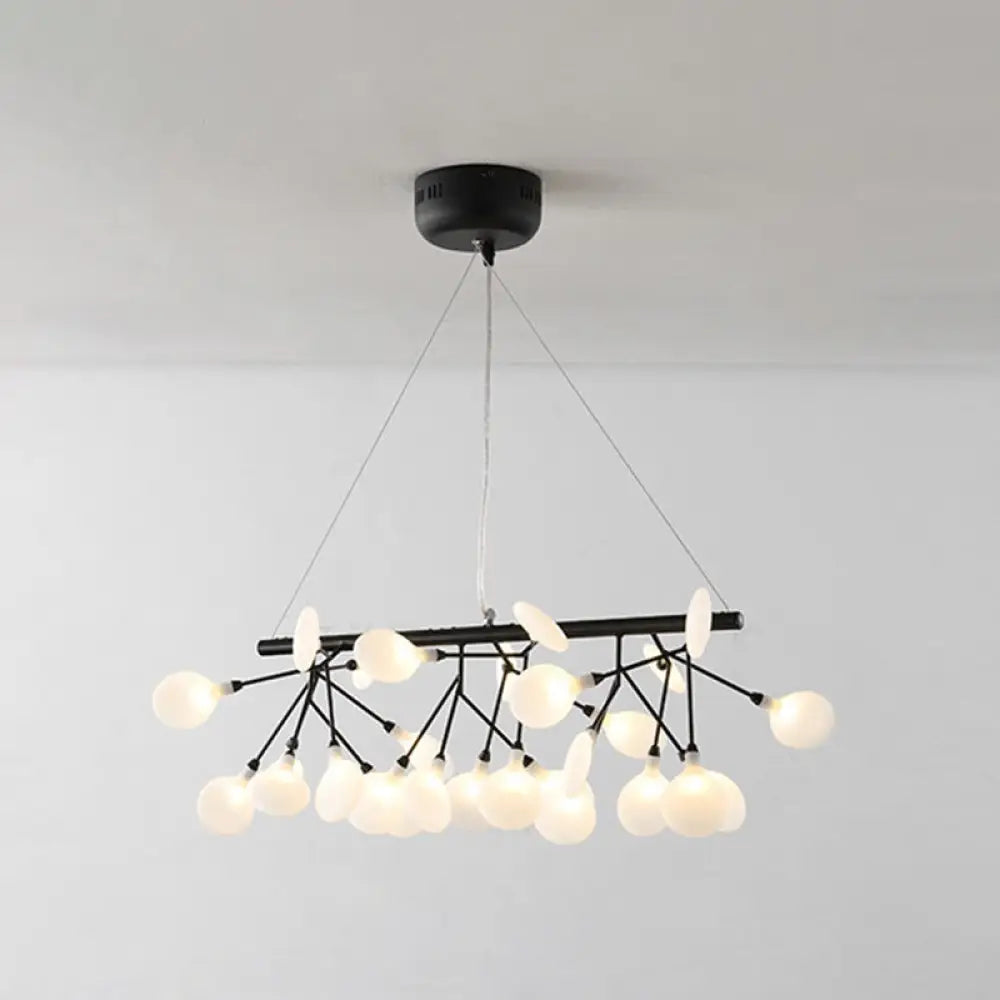 Acrylic Leaf-Shaped Led Hanging Light Fixture For Dining Room - Modern Island Lighting 27 / Black