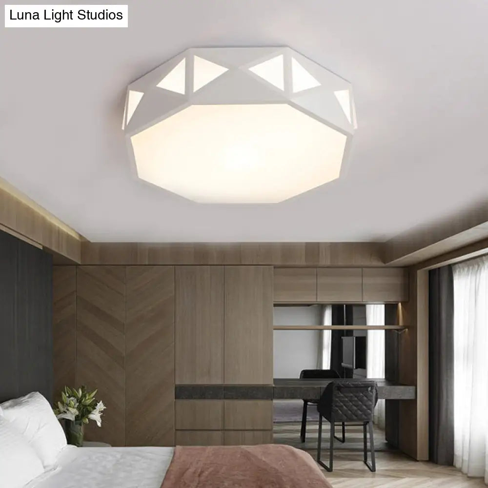Acrylic Led Ceiling Lamp For Kindergarten - White Octagon Mount Light