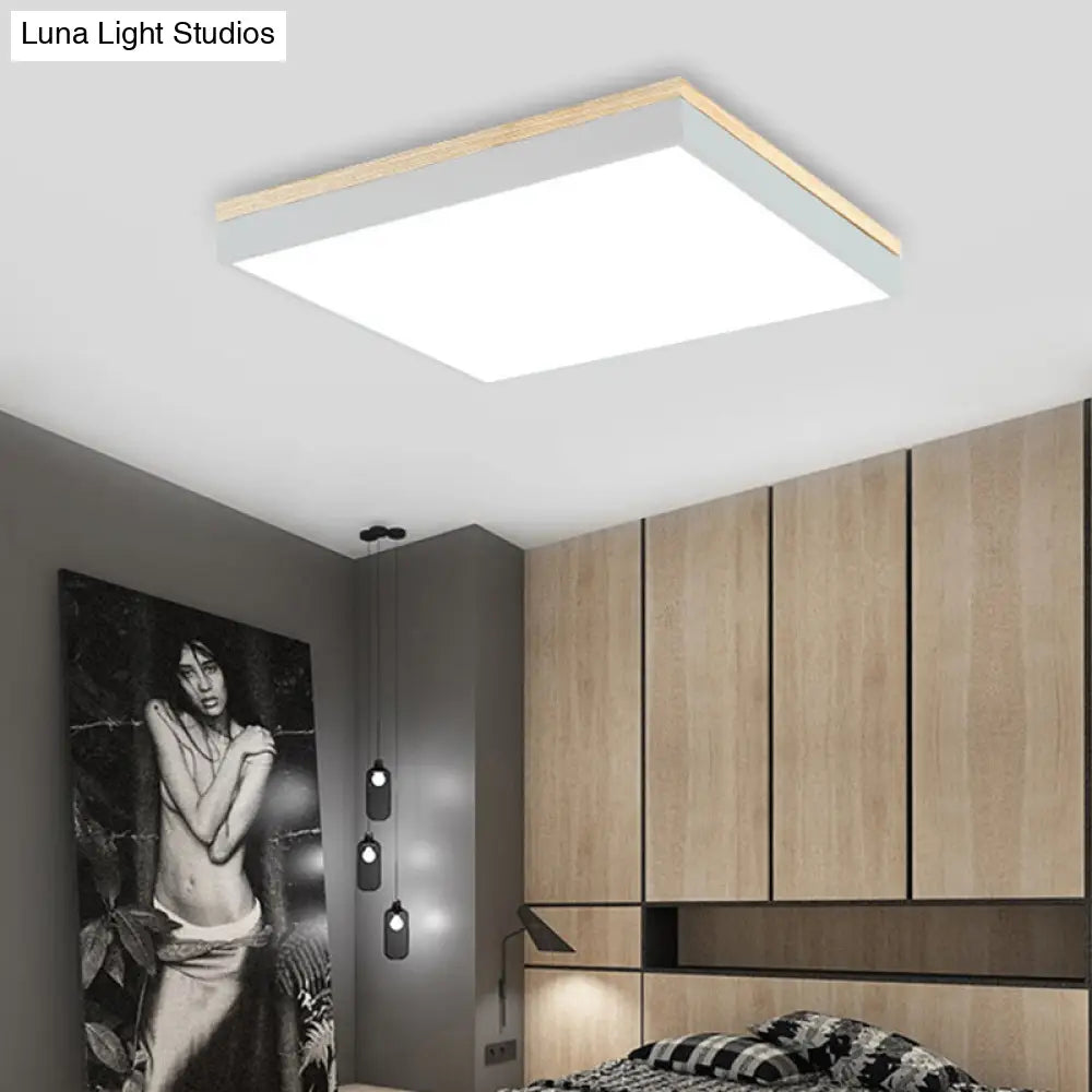 Acrylic Led Ceiling Light For Baby Room & Hallway - Macaron Loft Square Flush Lamp White / 16 Warm
