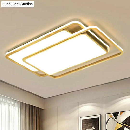 Acrylic Led Flush Ceiling Light - Contemporary Gold Flush - Mount Fixture For Living Room