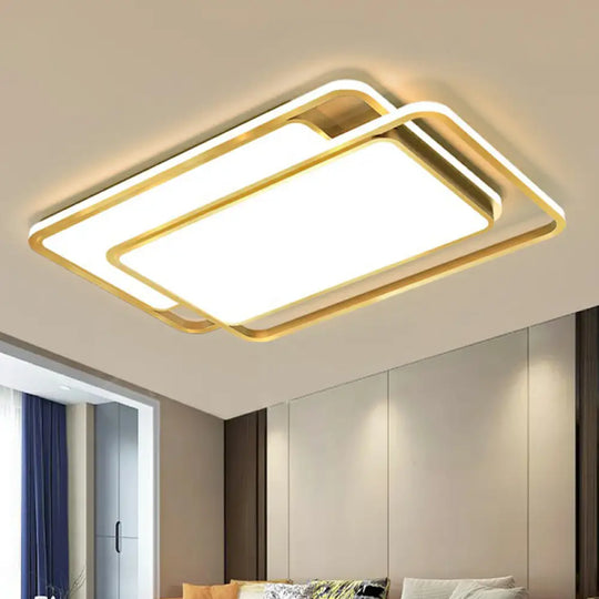 Acrylic Led Flush Ceiling Light - Contemporary Gold Flush - Mount Fixture For Living Room / 35.5’