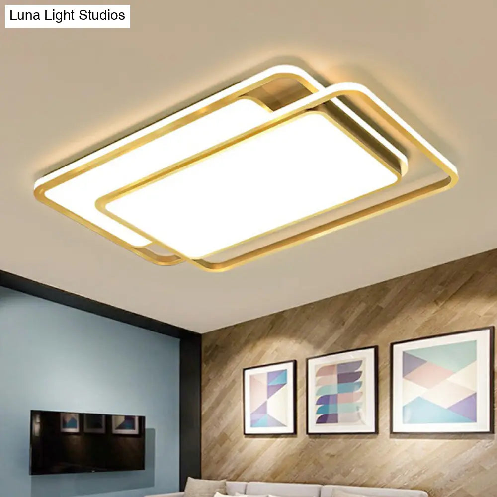 Acrylic Led Flush Ceiling Light - Contemporary Gold Flush - Mount Fixture For Living Room
