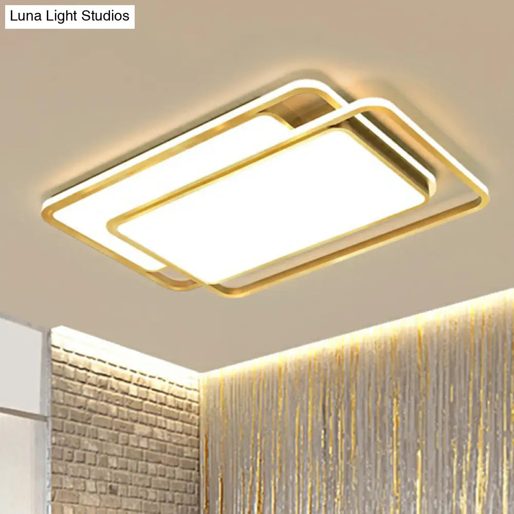 Acrylic Led Flush Ceiling Light - Contemporary Gold Flush-Mount Fixture For Living Room