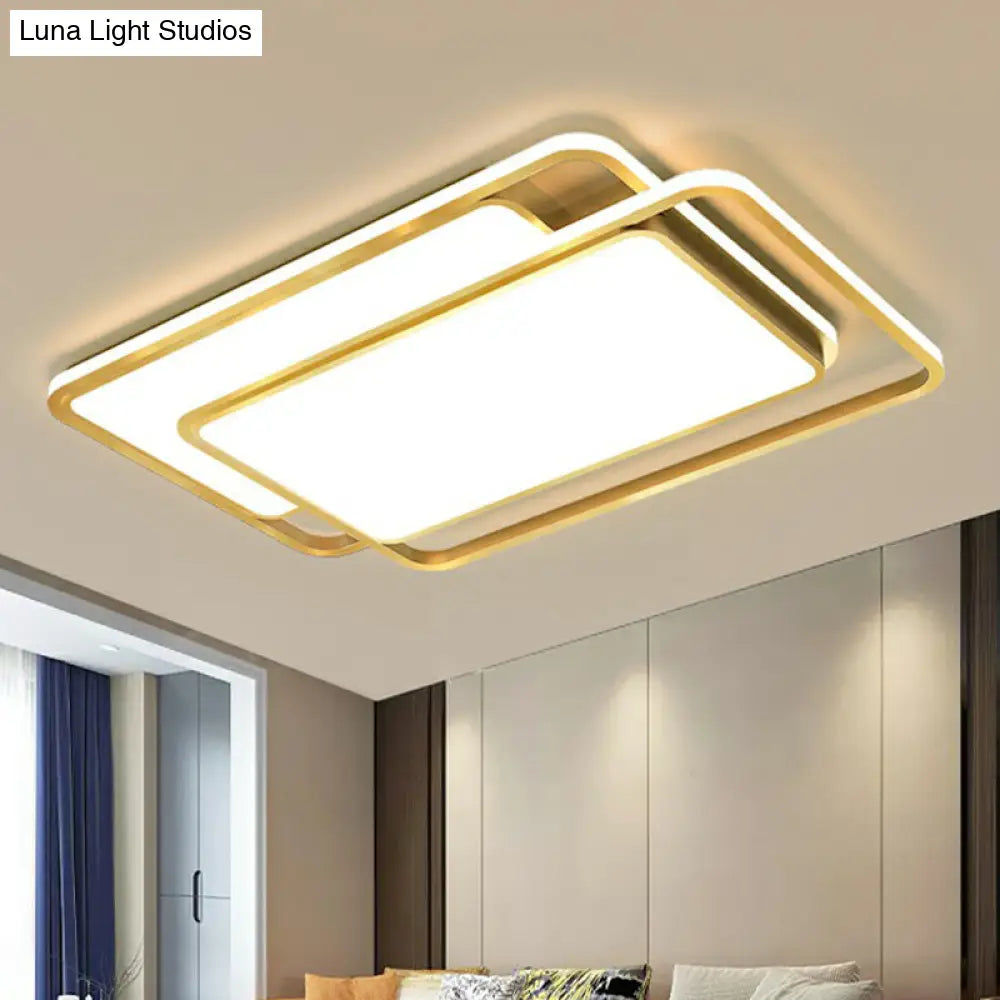 Acrylic Led Flush Ceiling Light - Contemporary Gold Flush-Mount Fixture For Living Room / 35.5