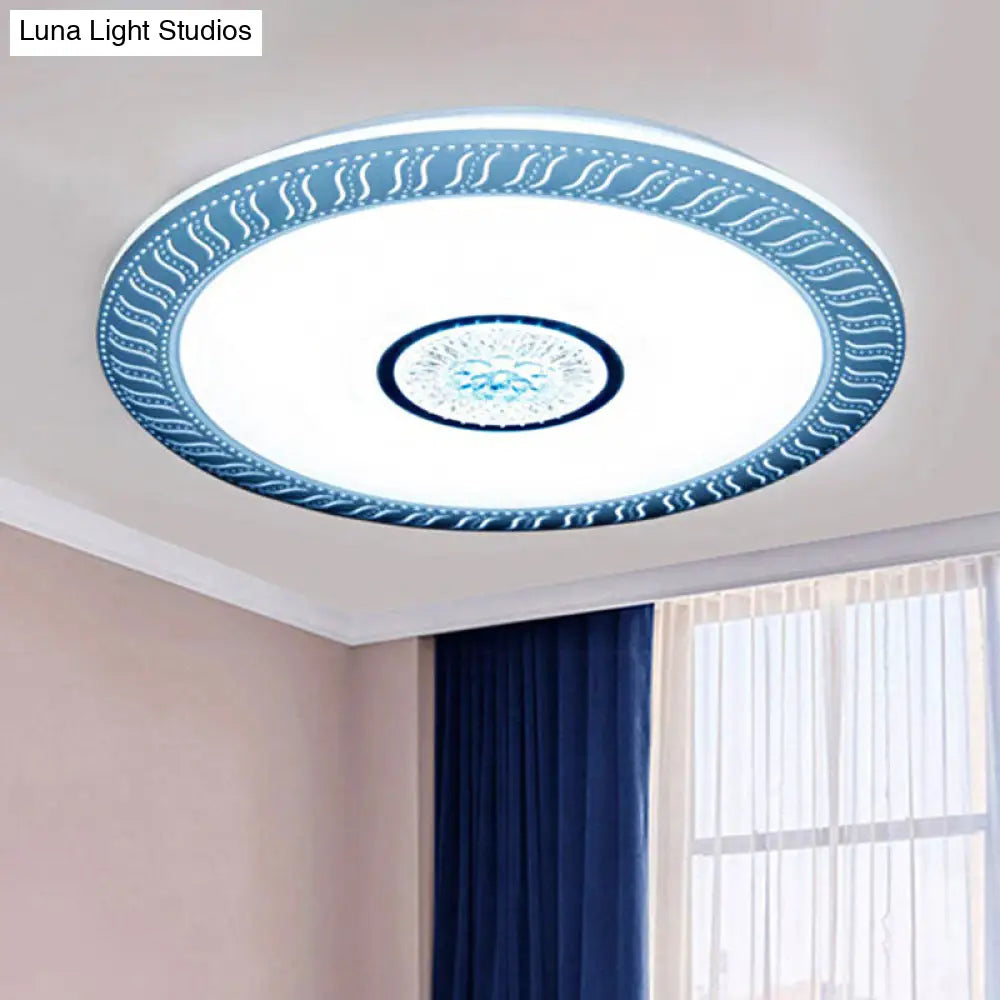 Acrylic Led Flush Ceiling Mount Light For Living Room & Kids Bedroom Blue