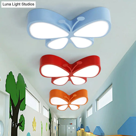 Acrylic Led Flush Mount Ceiling Light For Kindergarten With Butterfly Design