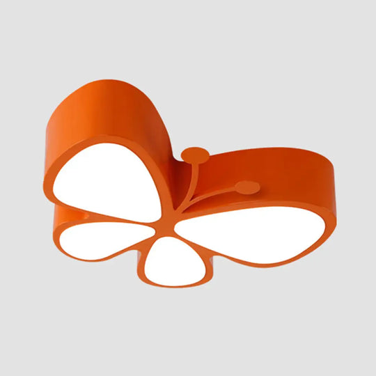 Acrylic Led Flush Mount Ceiling Light For Kindergarten With Butterfly Design Orange / Warm