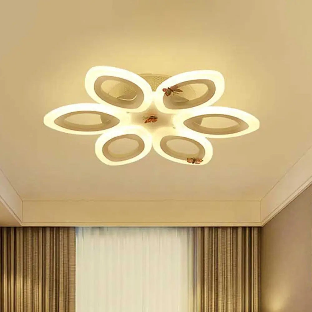 Acrylic Led Flush Mount Ceiling Light In Modern White - Available 3 Widths / 21.5