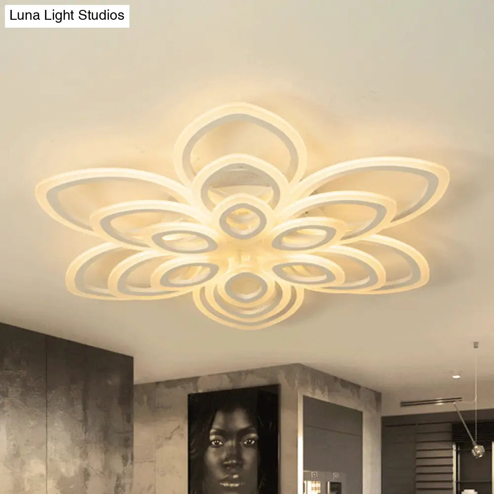 Acrylic Led Flush Mount Ceiling Light In Modern White - Available 3 Widths