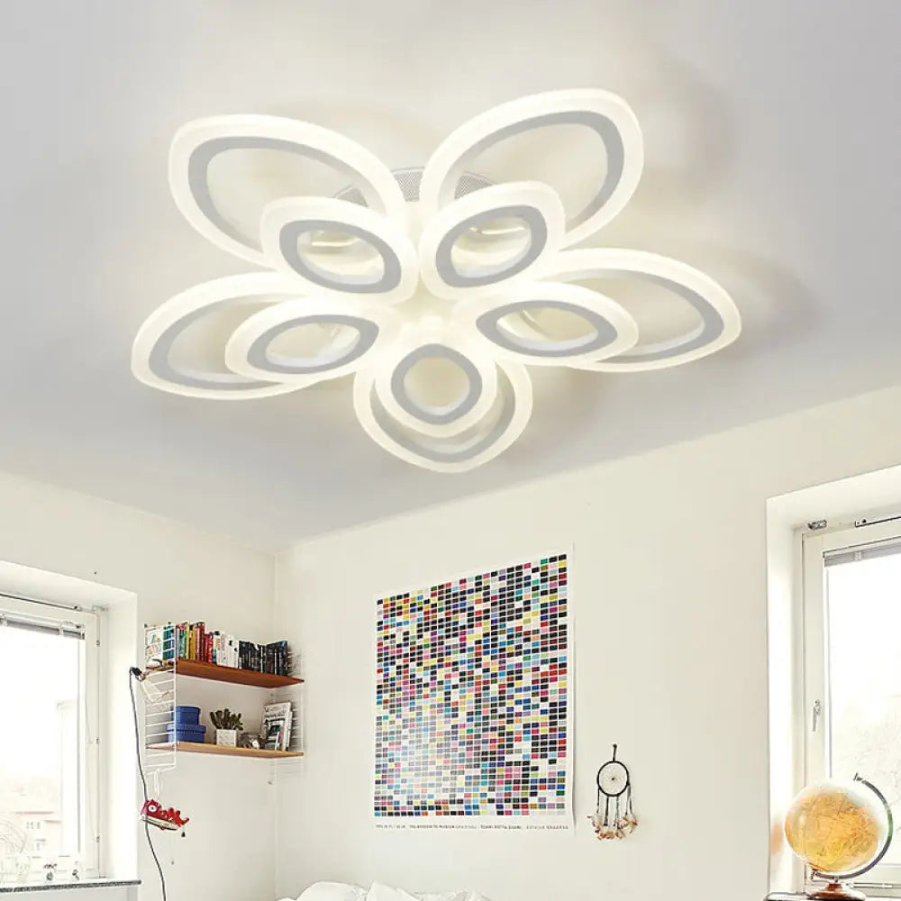 Acrylic Led Flush Mount Ceiling Light In Modern White - Available 3 Widths / 30