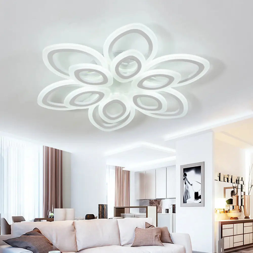 Acrylic Led Flush Mount Ceiling Light In Modern White - Available 3 Widths / 32