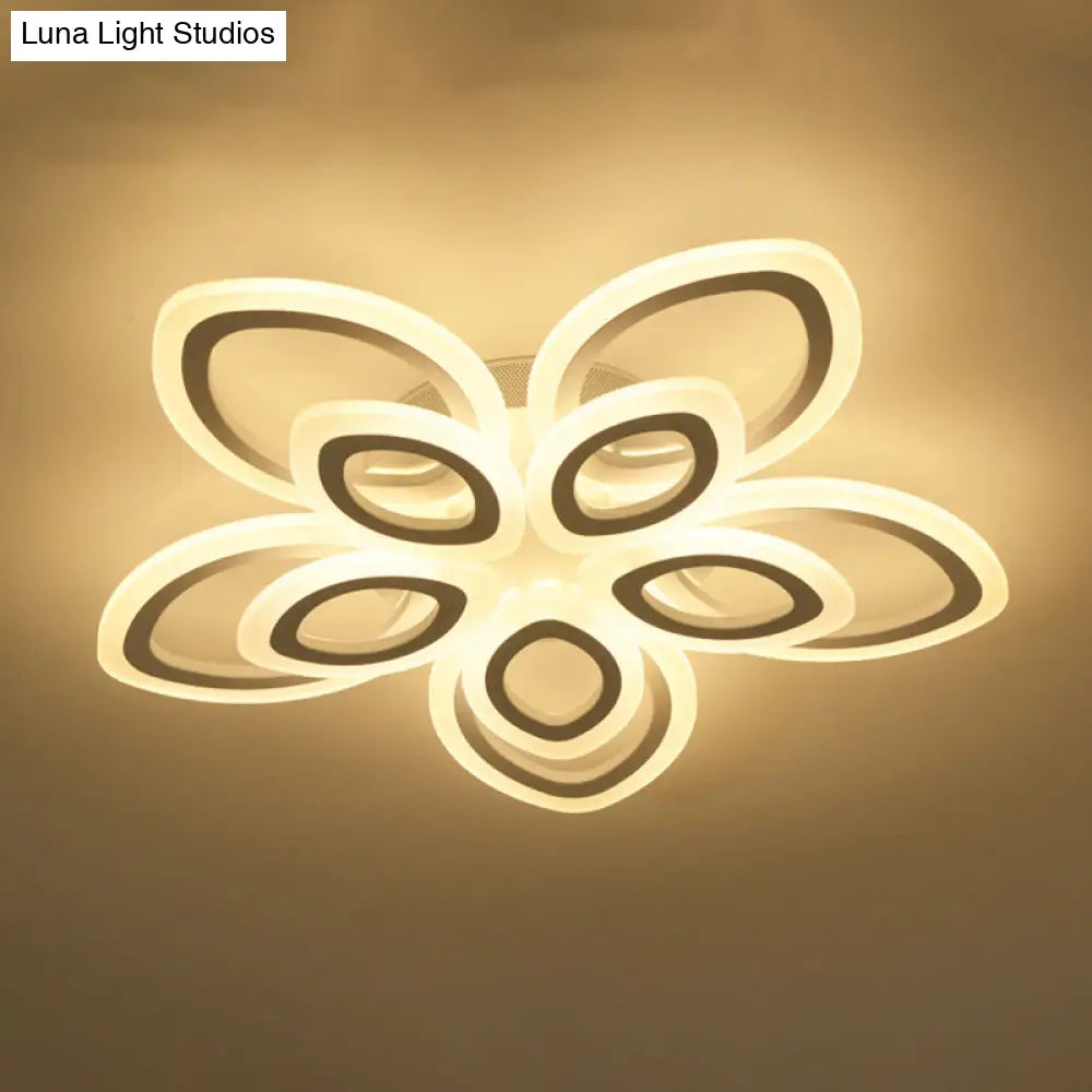 Acrylic Led Flush Mount Ceiling Light In Modern White - Available 3 Widths