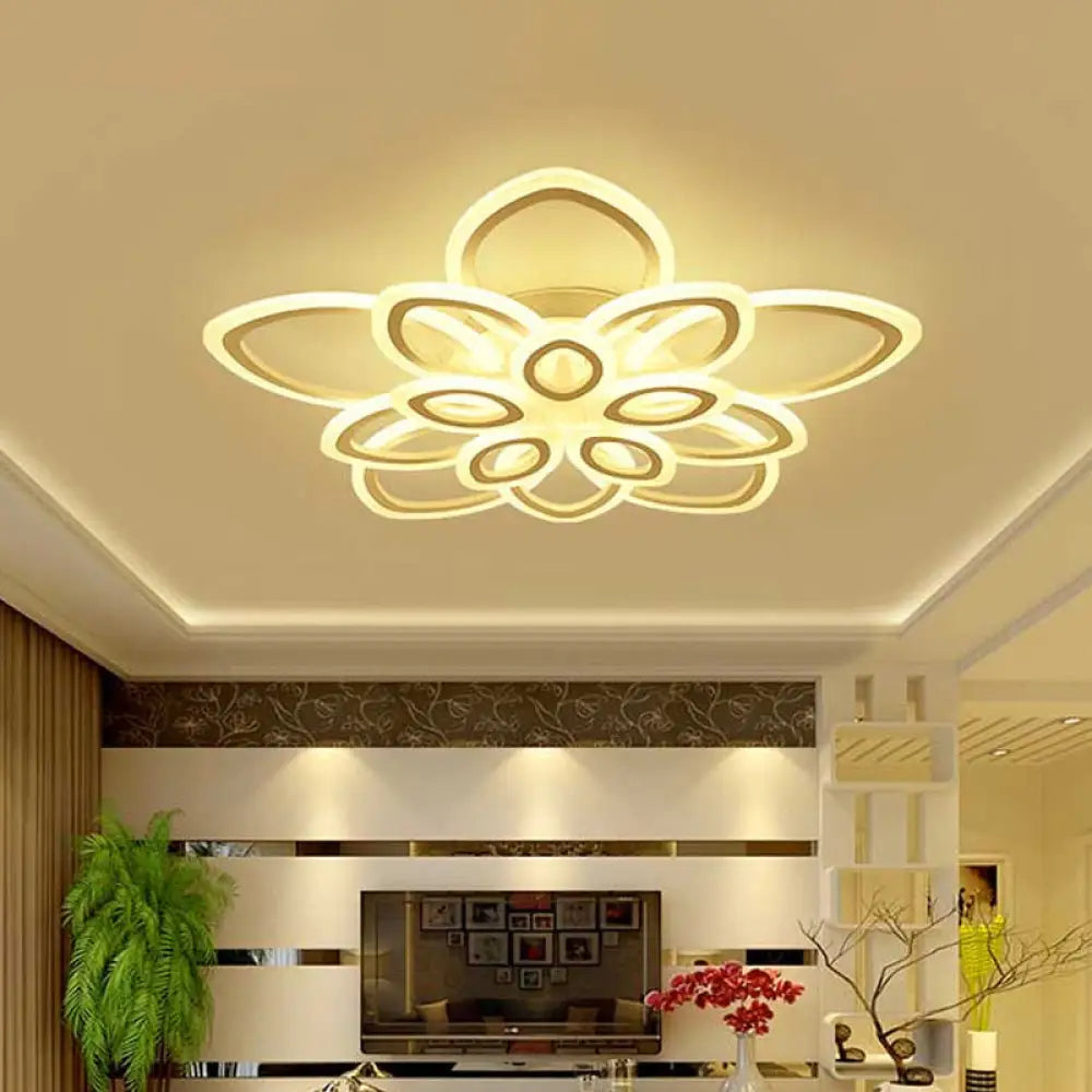 Acrylic Led Flush Mount Ceiling Light In Modern White - Available 3 Widths / 41