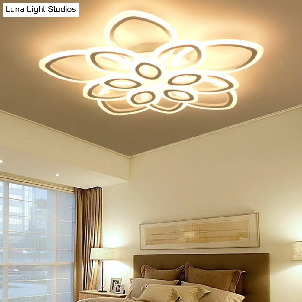 Acrylic Led Flush Mount Ceiling Light In Modern White - Available 3 Widths