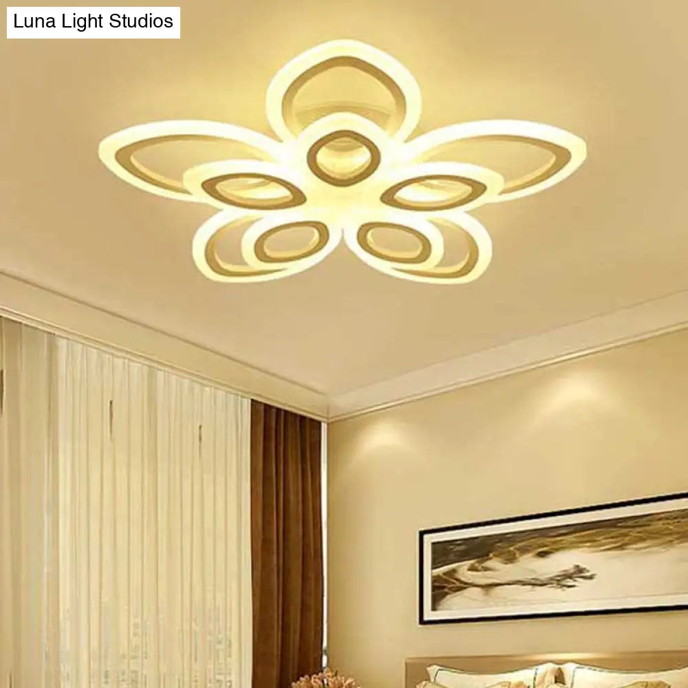 Acrylic Led Flush Mount Ceiling Light In Modern White - Available 3 Widths