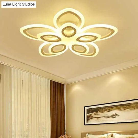 Acrylic Led Flush Mount Ceiling Light In Modern White - Available 3 Widths