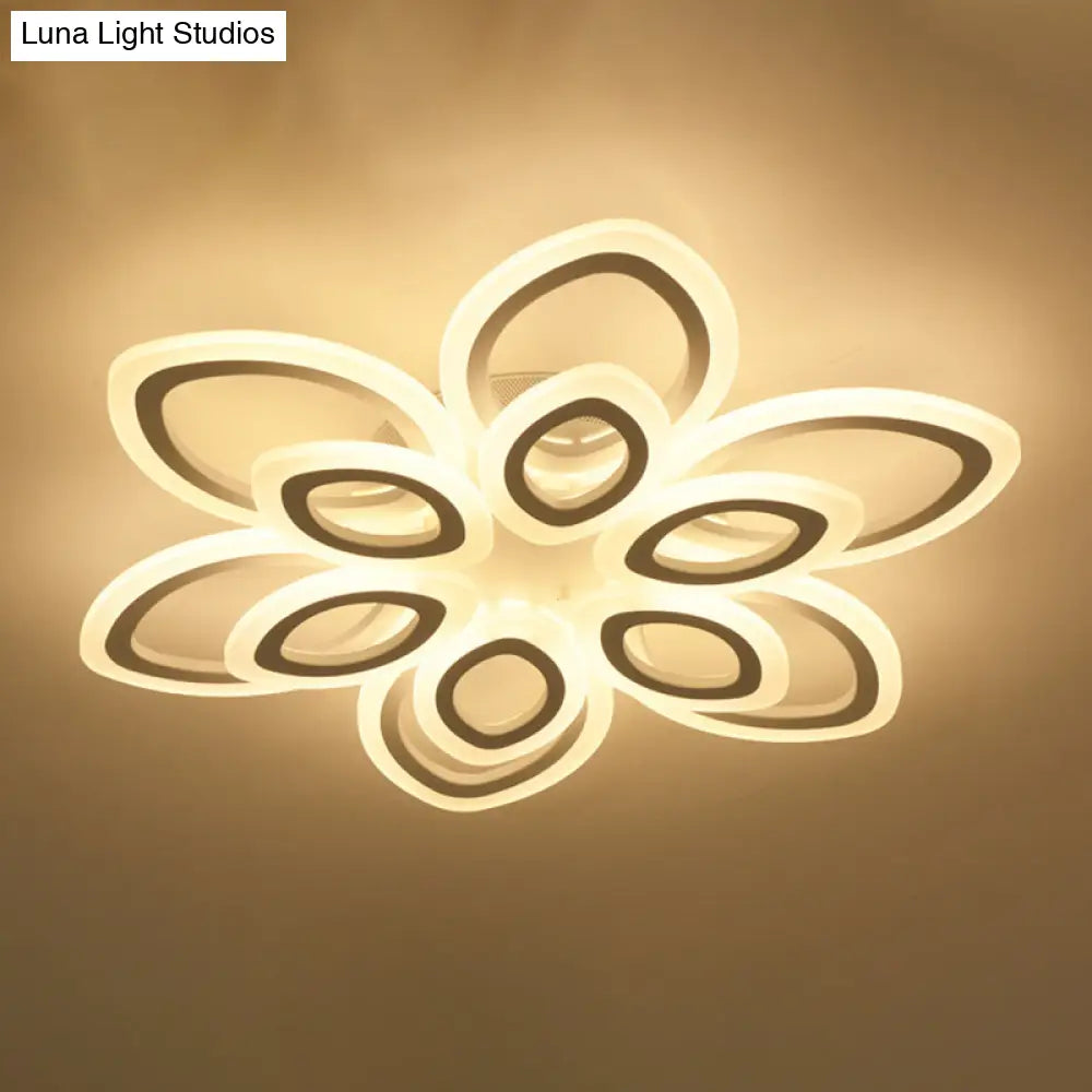 Acrylic Led Flush Mount Ceiling Light In Modern White - Available 3 Widths