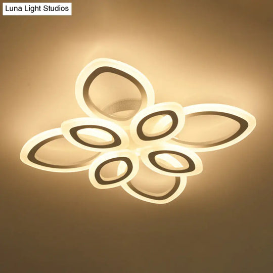 Acrylic Led Flush Mount Ceiling Light In Modern White - Available 3 Widths