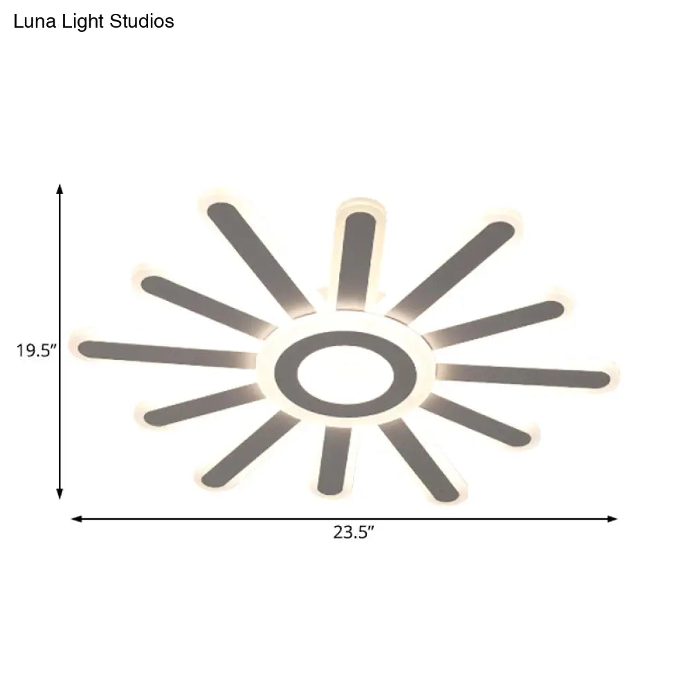 Acrylic Led Flush Mount Ceiling Light – Sun-Like Simplicity 19.5’/23.5’ Wide White - Warm/White