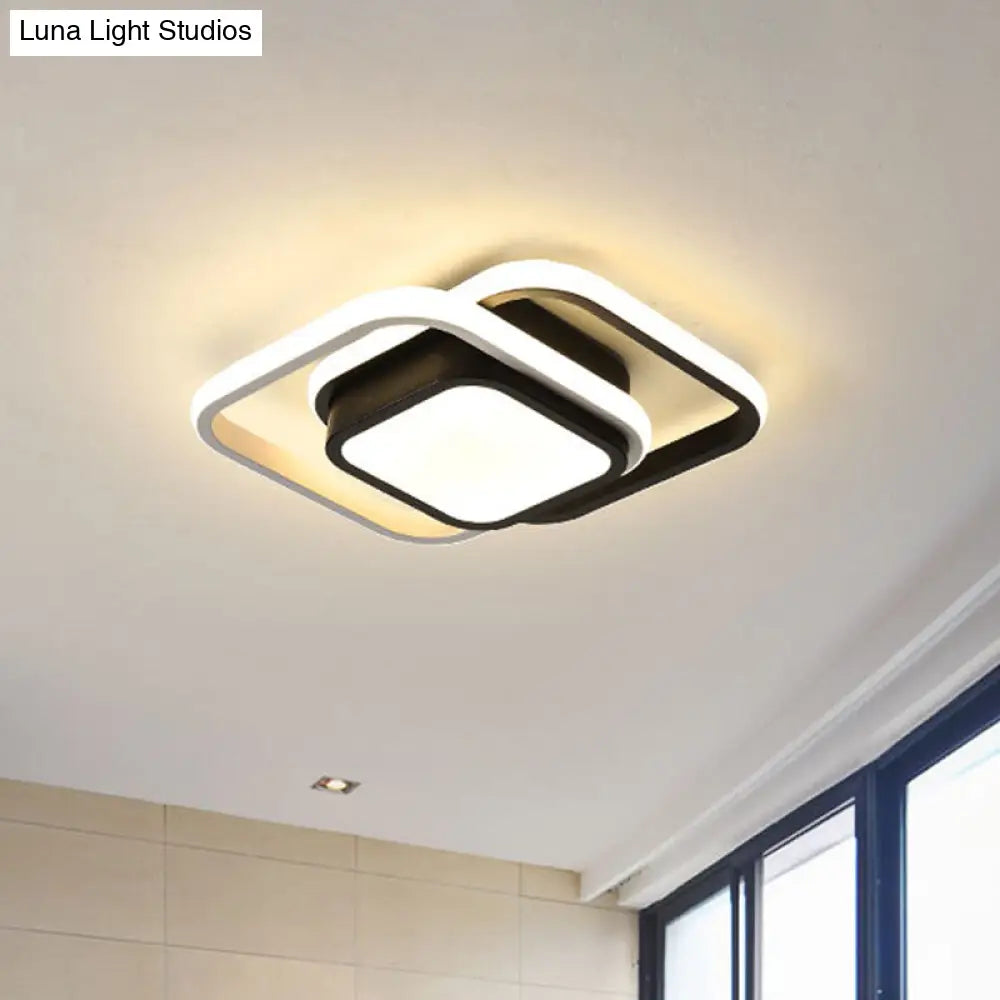 Acrylic Led Flushmount Simplicity Black-White Ceiling Light For Dress Room - Warm/White