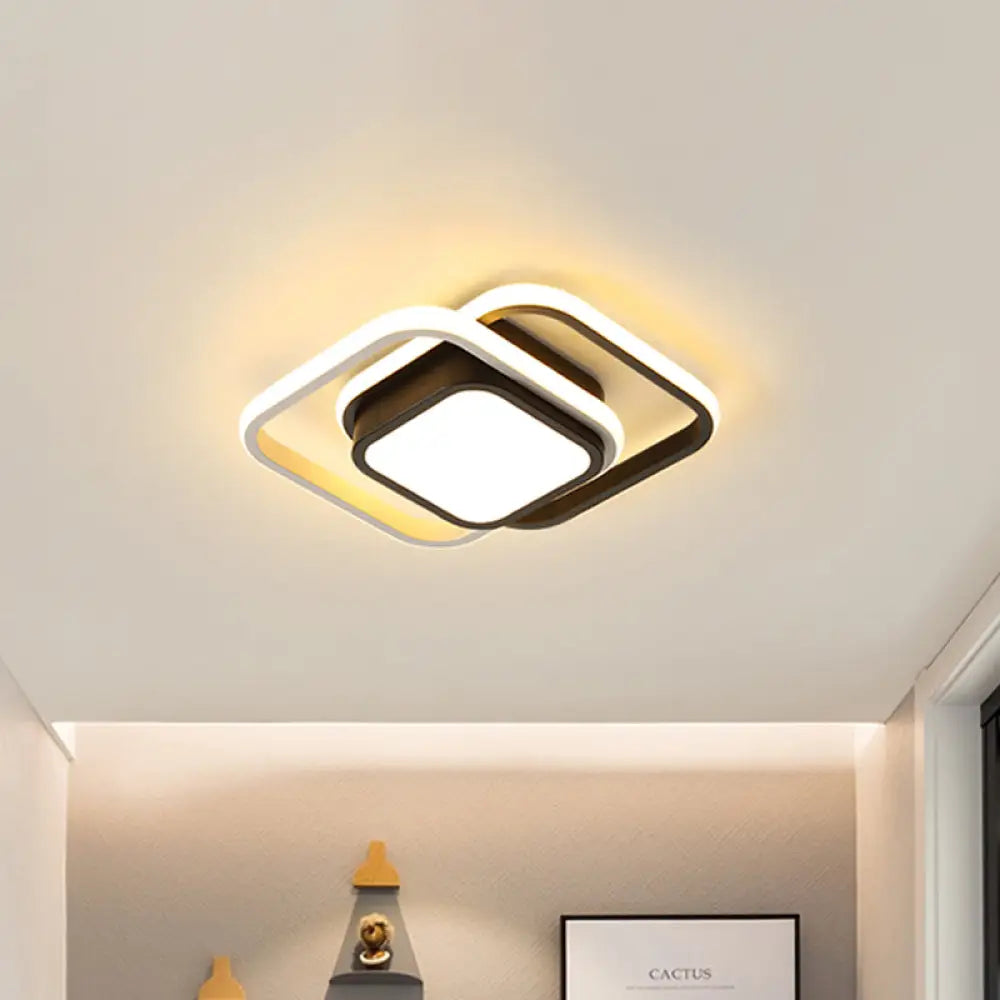 Acrylic Led Flushmount Simplicity Black-White Ceiling Light For Dress Room - Warm/White / Warm