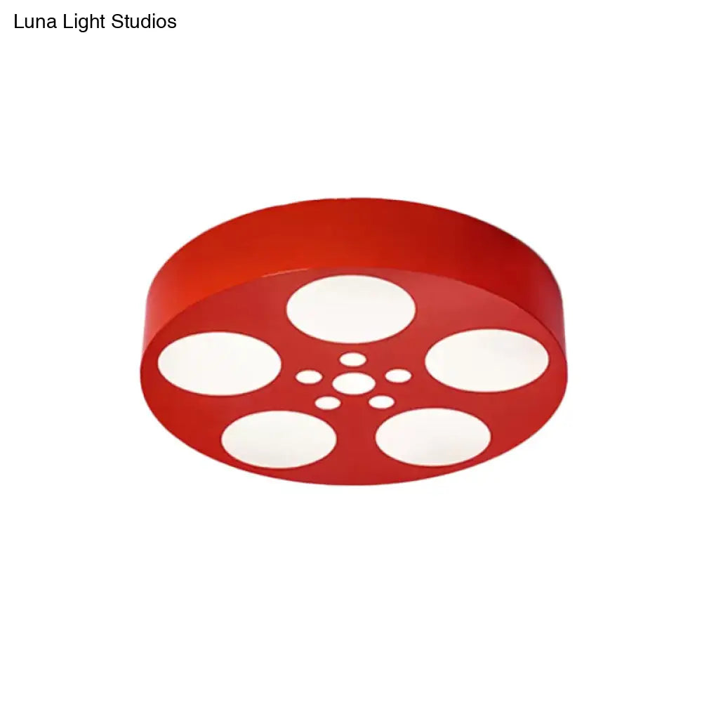 Acrylic Led Kids Flush Mount Lighting In Vibrant Red/Yellow/Blue Rounded Nursery Room Fixture