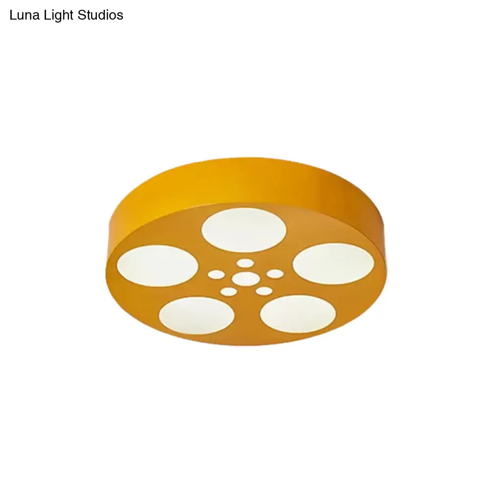 Acrylic Led Kids Flush Mount Lighting In Vibrant Red/Yellow/Blue – Rounded Nursery Room Fixture
